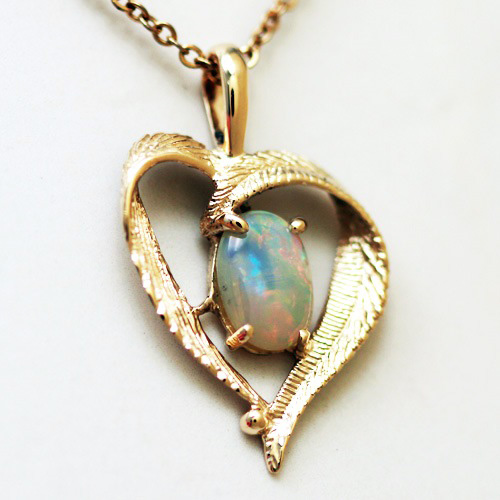 14k Yellow Gold Pendant with a SOLID SEMI BLACK OPAL Bright, crisp candy red